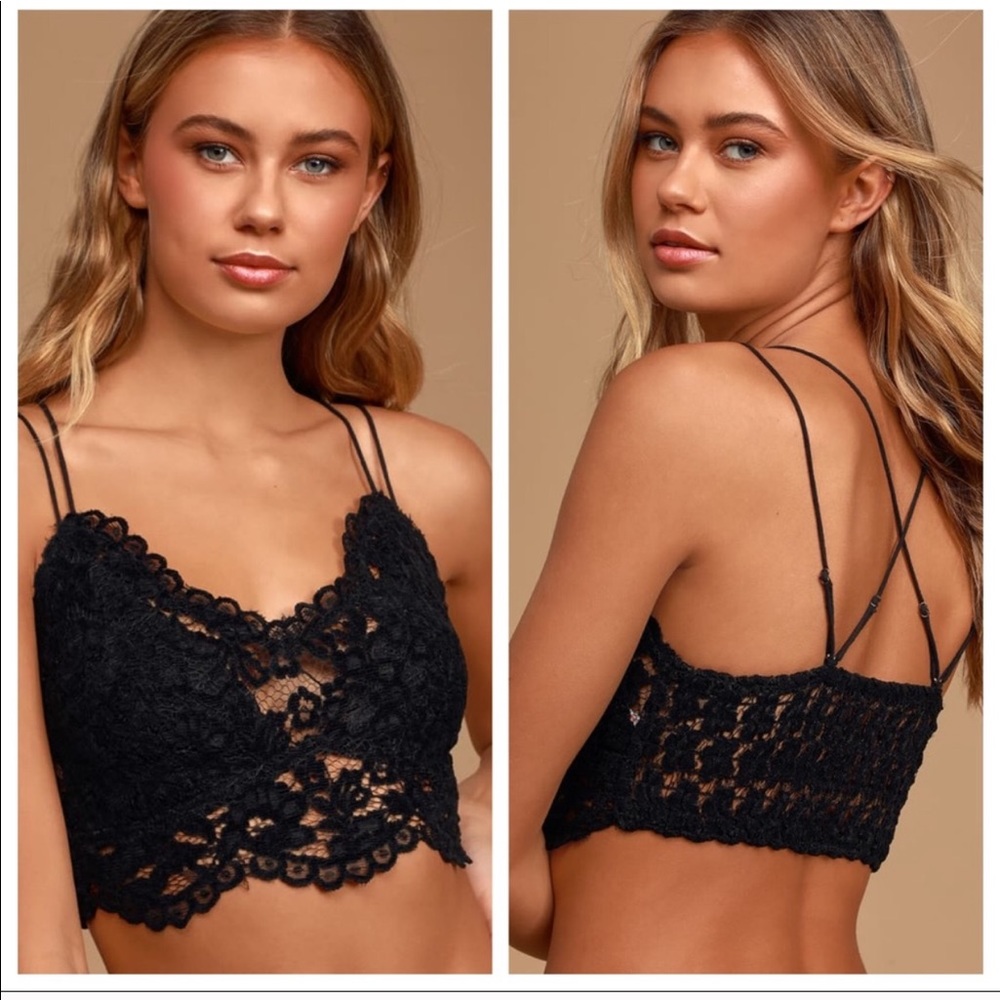 Like-New FREE PEOPLE Celine Black Lace Bralette Med